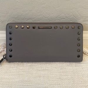 Rebecca Minkoff Studded Gray Leather Long Wallet